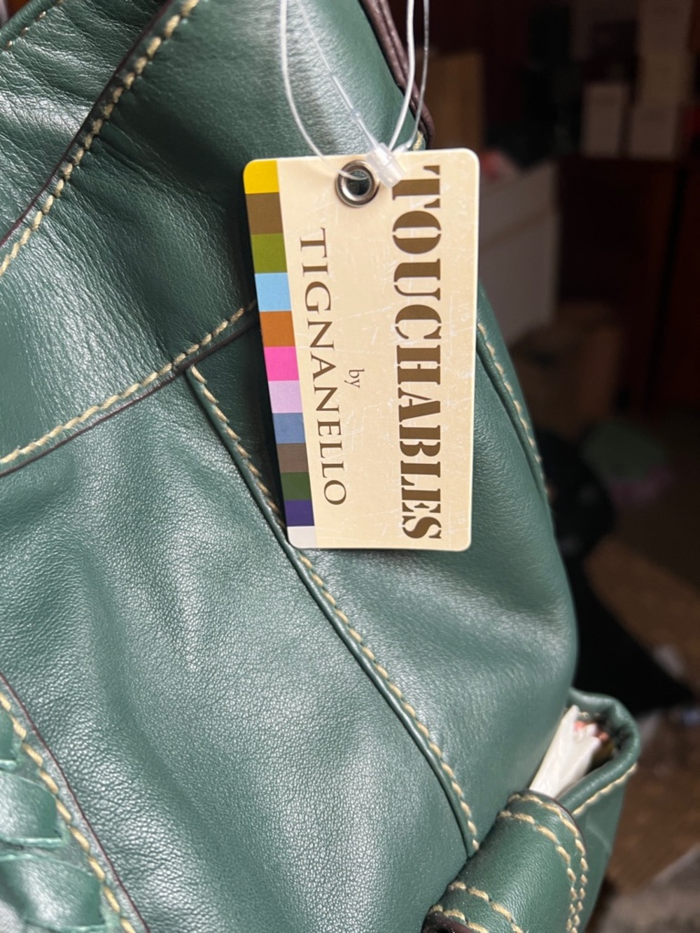 Tignanello Women’s Green Leather Satchel Handbag - Picture 3 of 4